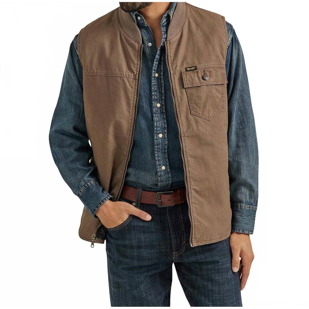 NEW WRANGLER men's zipper vest in quilted lined